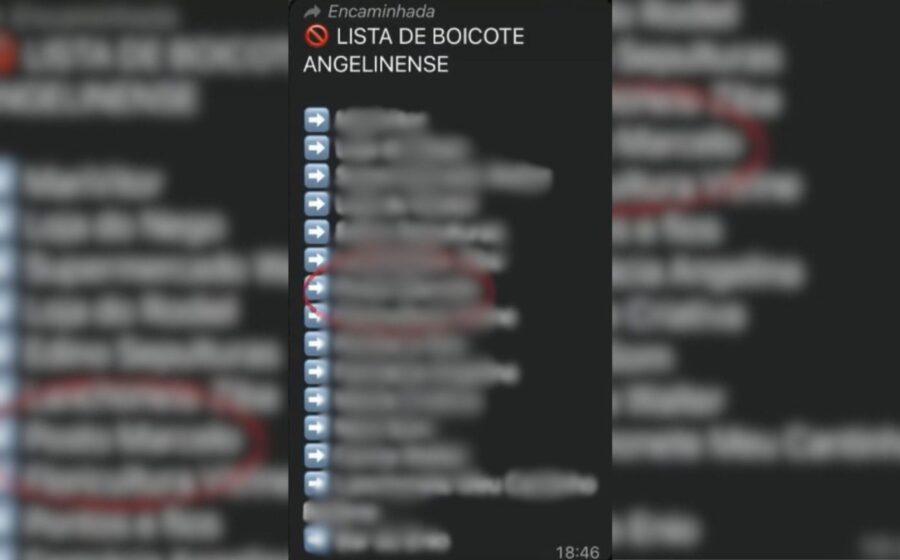 Lista de boicote a empresários que votaram em Lula circulando no WhatsApp