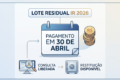 Calendário marcando 30 de outubro com símbolo de restituição do Imposto de Renda e valor R$ 531 milhões