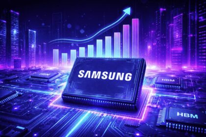 Sede da Samsung Electronics com gráfico de crescimento de lucro de 780% em semicondutores
