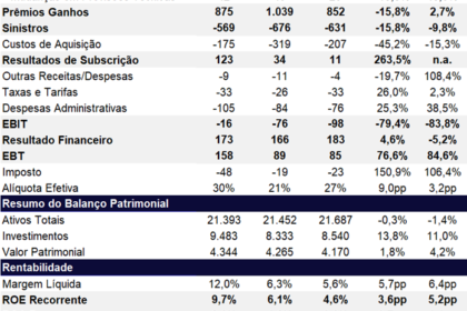 Gráfico mostra queda de 74% no lucro líquido do IRB Brasil RE em agosto de 2024