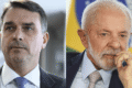 Lula em discurso com gráficos de dívida pública e taxa Selic caindo ao fundo