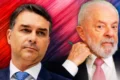 Lula e Flávio Bolsonaro em confronto visual representando projetos econômicos opostos para 2025