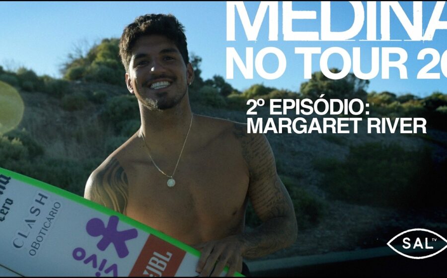 Gabriel Medina surfando em etapa do Circuito Mundial em Portugal, competição de surfe profissional