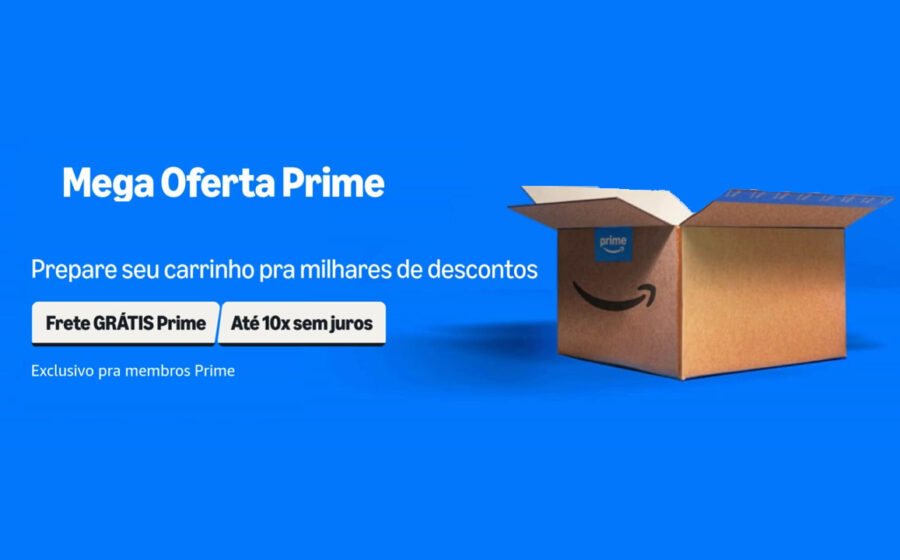 Amazon Mega Oferta Prime Brasil: caixas com selos 80% desconto e logística entrega