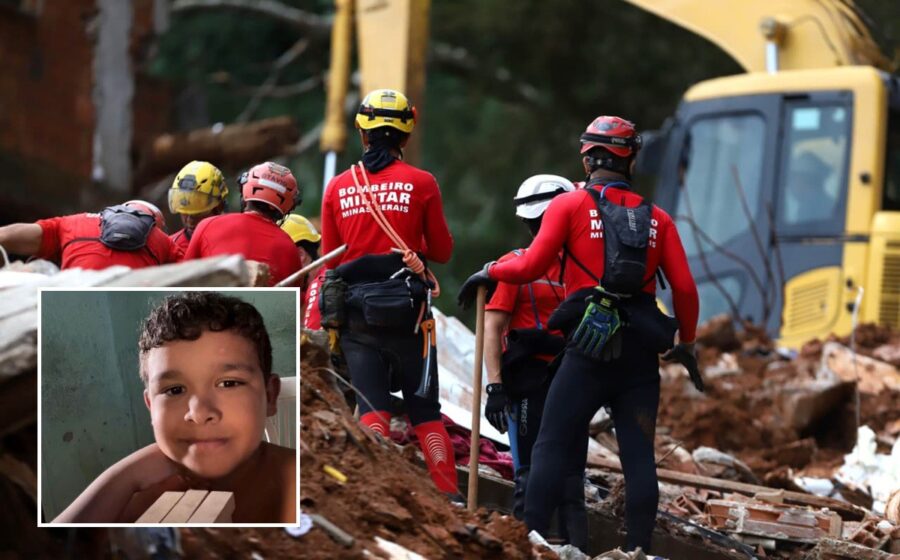 Bombeiros resgatam menino de 6 anos vivo entre escombros do deslizamento no Parque Burnier, Juiz de Fora