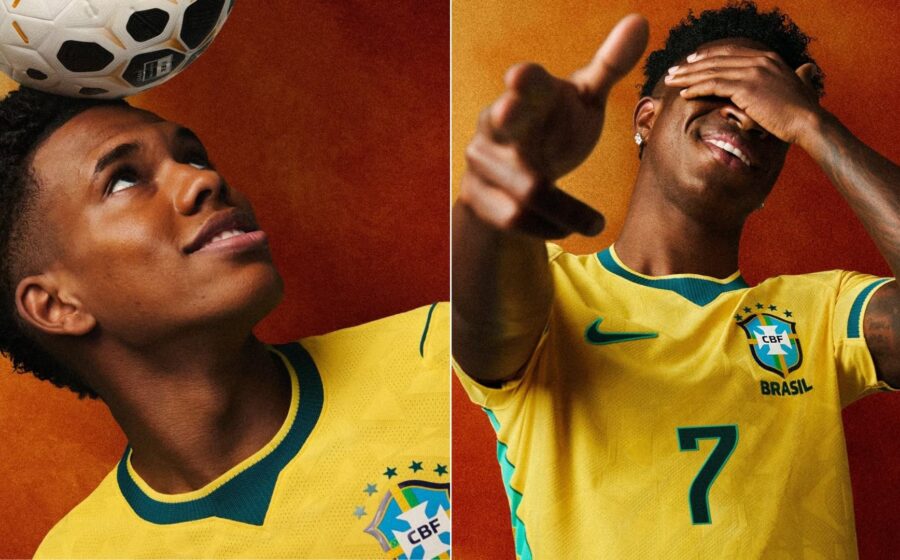 Funcionários de mercado em Capinópolis vestindo camisa da seleção brasileira impostas pelo patrão