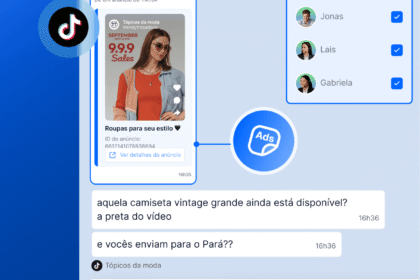 Logos do Meta e TikTok com símbolo de bloqueio vermelho sobre fundo de anúncios digitais
