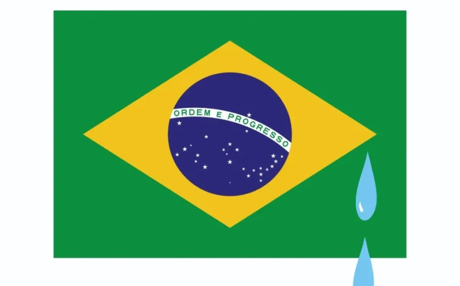 Mapa do Brasil rachado ao meio simbolizando polarização política extrema e divisão social após eleições