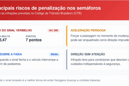 Motorista segurando celular ao volante parado no sinal vermelho, infração gravíssima com multa de R$ 293,47 e 7 pontos na CNH