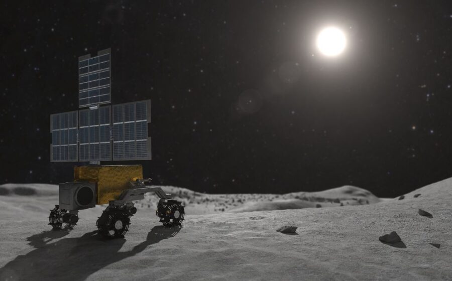 Robôs lunares da NASA para missão Artemis em superfície lunar simulada