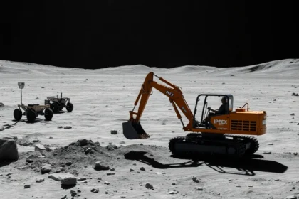 Robôs lunares da NASA programa Artemis pousando na superfície da Lua