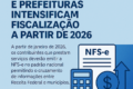 Tela de sistema NFS-e com destaque para ambiente de testes 2026 e Nota Técnica 009