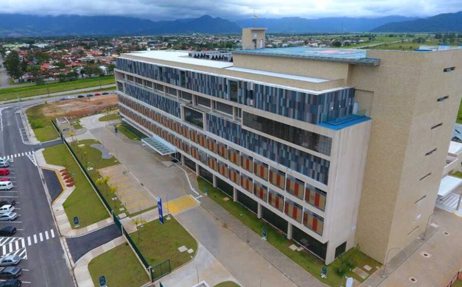 Maquete do novo complexo hospitalar Unimed e Grupo Pessi no Markho Life Complex, Litoral Norte