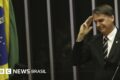 Abismo político no Brasil: faixa presidencial rasgada sobre fundo escuro simbolizando crise de legitimidade 2027