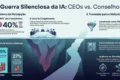Gráfico mostrando abismo de 41 pontos entre otimismo de CEOs e medo de funcionários sobre IA