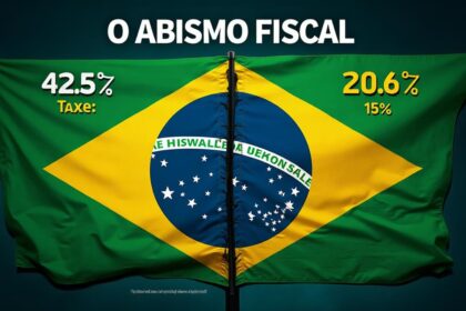 Gráfico de dívida pública brasileira em alta com símbolo de alerta fiscal e moeda dólar