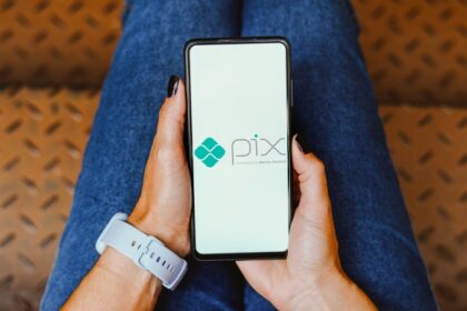 Mapa do Brasil com fluxos digitais representando inclusão financeira via Pix nas cinco regiões