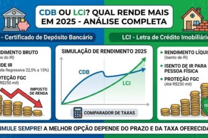 Gráfico comparando rendimento LCI 93% CDI versus CDB 100% CDI com juros compostos