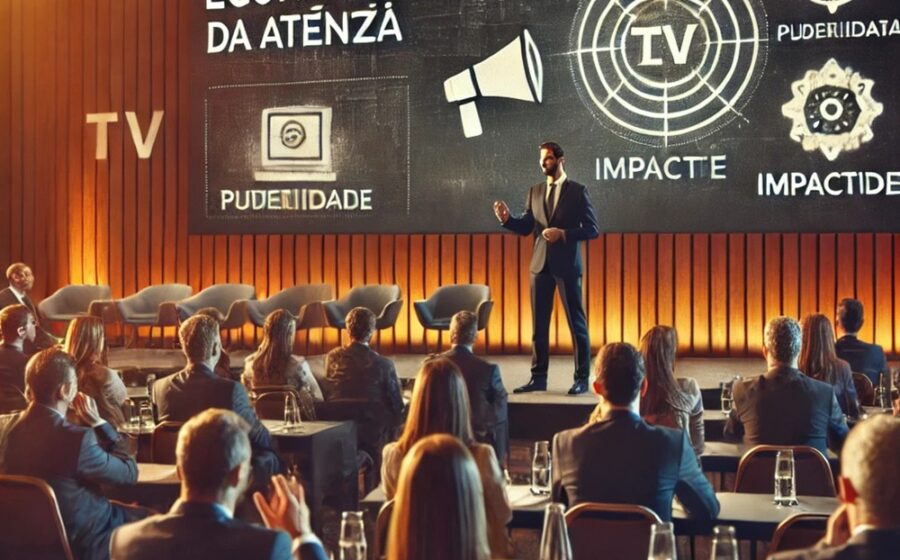 Gráfico mostrando queda de 35% no tempo de atenção em anúncios mobile de 3,4 para 2,2 segundos em 7 anos