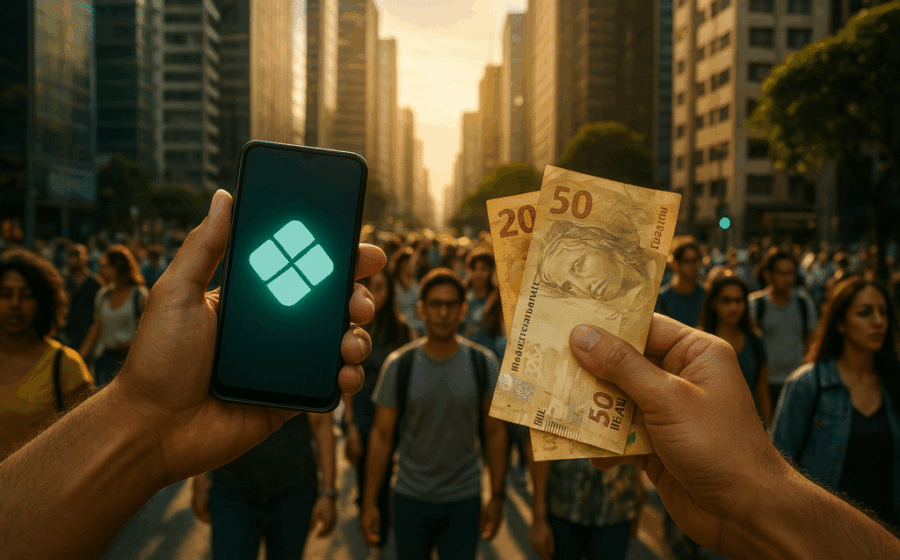 Caixa eletrônico Banco24Horas moderno em agência multimarcas da Tecban