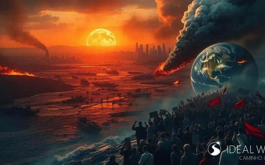 Ilustração histórica do saque de Roma em 410 d.C. com metáfora de polarização política e reconstrução social
