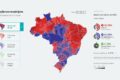 Mapa do Nordeste destacando Olho D'Água das Cunhãs no Maranhão com urna eleitoral e percentual de 85,6% de votos