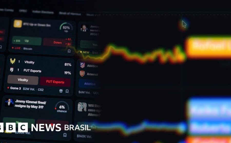 Gráfico do Polymarket mostra apostas de R$ 1,3 bi na eleição presidencial 2026 no Brasil