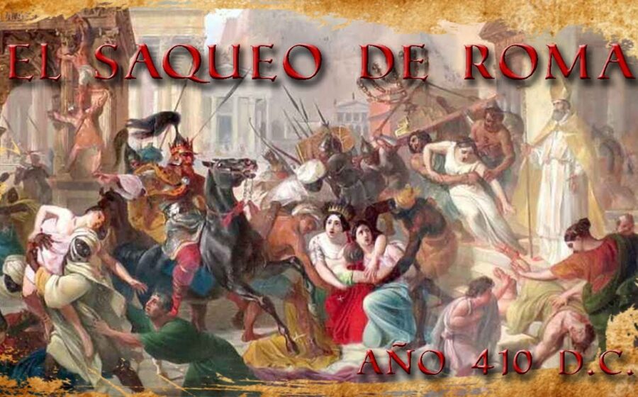 Roma em chamas no ano 410 d.C. com silhueta de Santo Agostinho escrevendo
