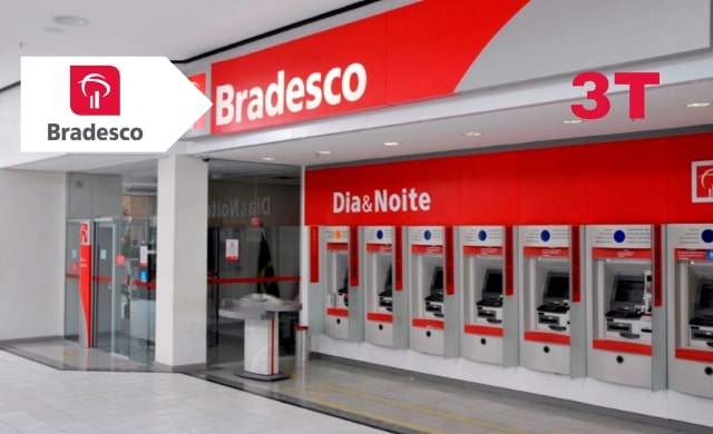 Sede do Bradesco em São Paulo com gráfico de alta nos lucros do 3º trimestre