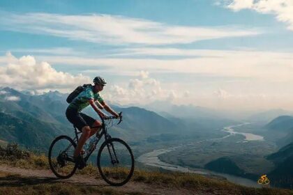 Willian Gomes pedalando bicicleta carregada na Carretera Austral chilena