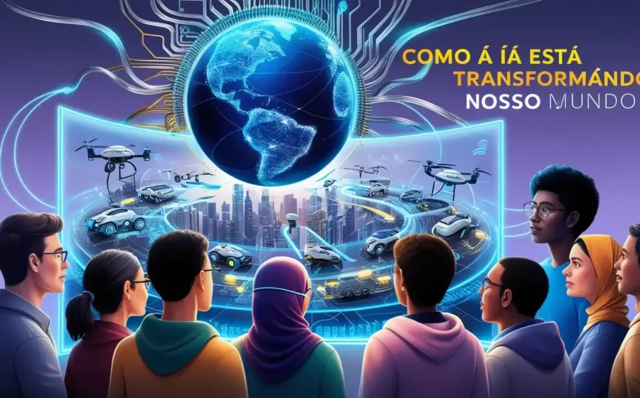 Gráfico de crescimento 54% setor cripto IA vs mercado geral 24% com ícones blockchain e inteligência artificial