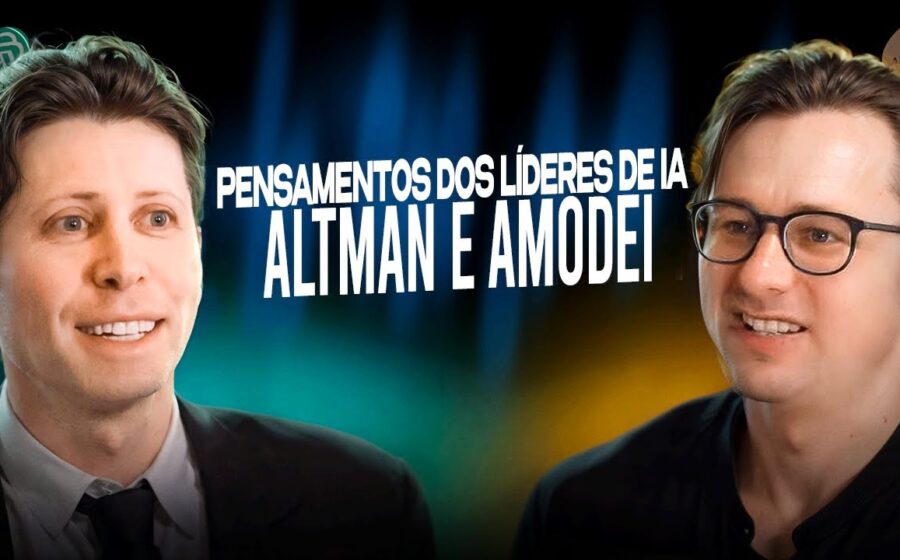 Sete fundadores da Anthropic, ex-funcionários da OpenAI, em frente ao logotipo da empresa