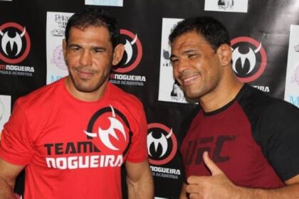 Irmãos Nogueira, Rodrigo Minotauro e Rogério Minotouro, fundadores da rede Team Nogueira, em academia de artes marciais