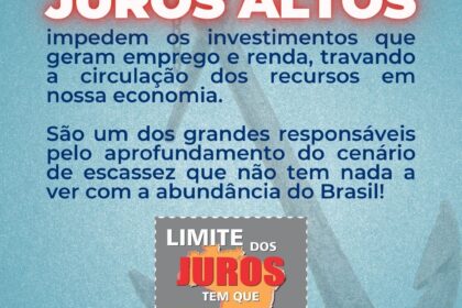 Gráfico da taxa Selic em alta com silhueta do Ministério da Fazenda ao fundo