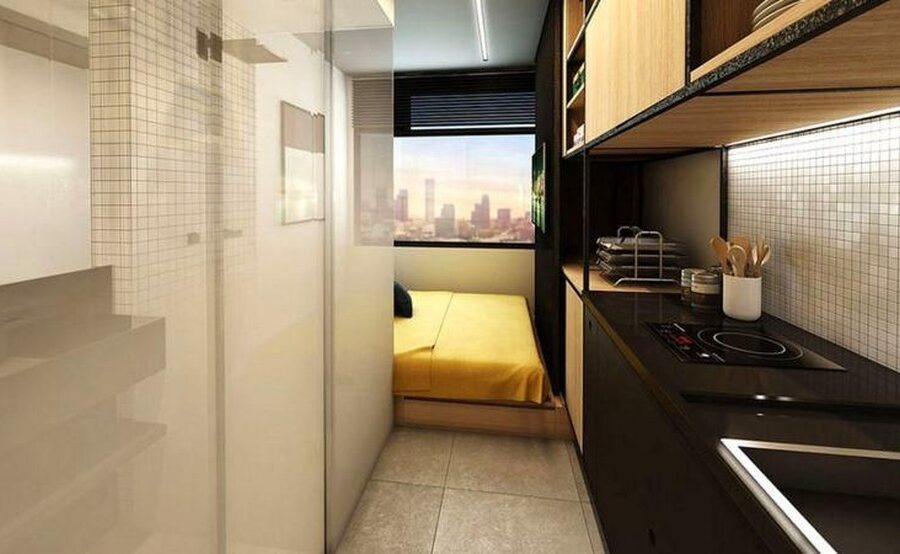 Microapartamento moderno em São Paulo com decoração otimizada para short stay e alta ocupação