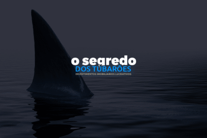 Tubarão nadando sobre gráfico financeiro com setas indicando migração de R$ 461 bilhões para investimentos globais