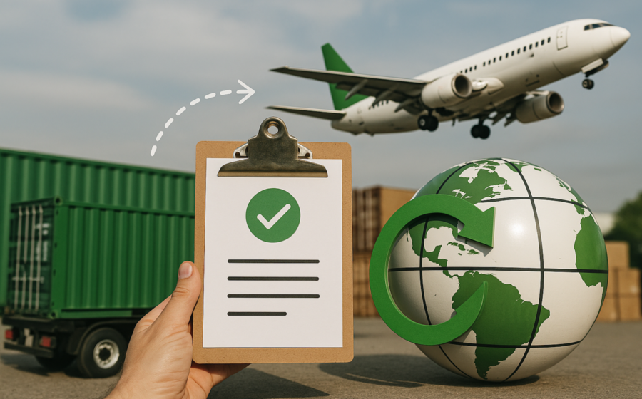 Navio de carga com bandeiras do Brasil e Noruega representando exportação com tarifas zeradas pelo acordo Mercosul-EFTA
