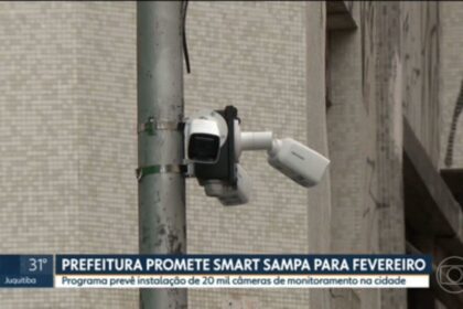 Imagem ilustrativa do programa Smart Sampa com câmeras de vigilância em locais públicos de São Paulo