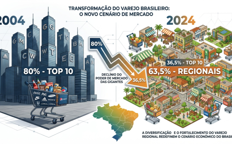 Vitrine de loja com etiquetas de desconto de 60% em eletrônicos e calçados esportivos