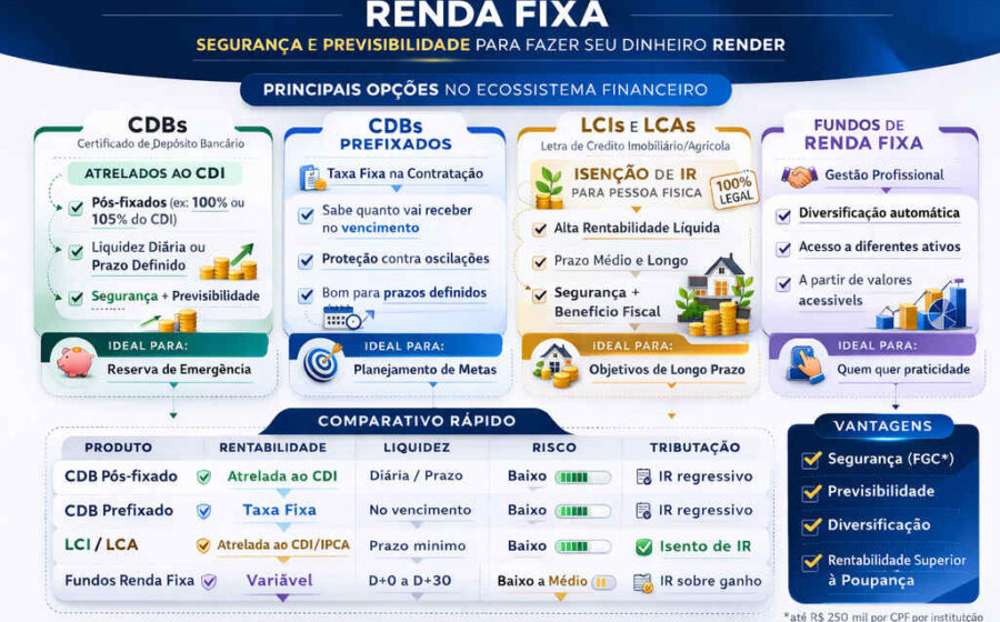 Gráfico comparando LCI a 93% do CDI versus CDB 100% CDI em 6 anos, diferença de R$ 7 mil