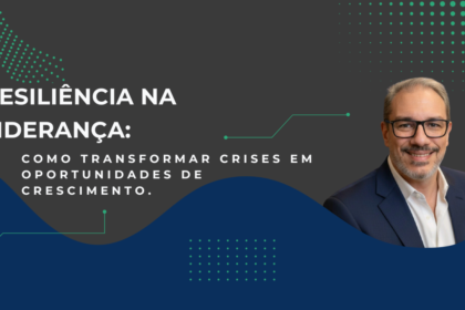 Líder observando ponte conectando dois lados divididos simbolizando transformação de polarização em oportunidade