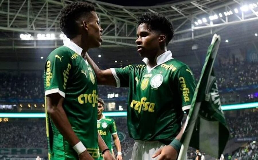 Endrick e Estêvão com camisas de Real Madrid e Chelsea, alerta sobre minutagem na Europa