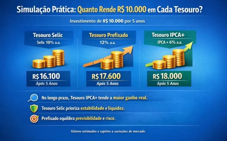Gráfico comparativo de rentabilidade: IPCA+ 6,5% vs prefixado e CDI em cenários de inflação baixa
