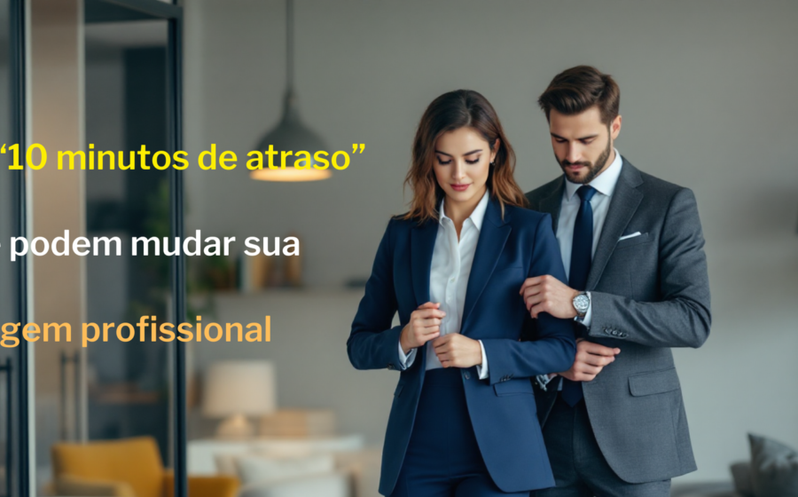 Profissional verifica relógio ansioso antes de reunião importante, gestão de tempo e pontualidade