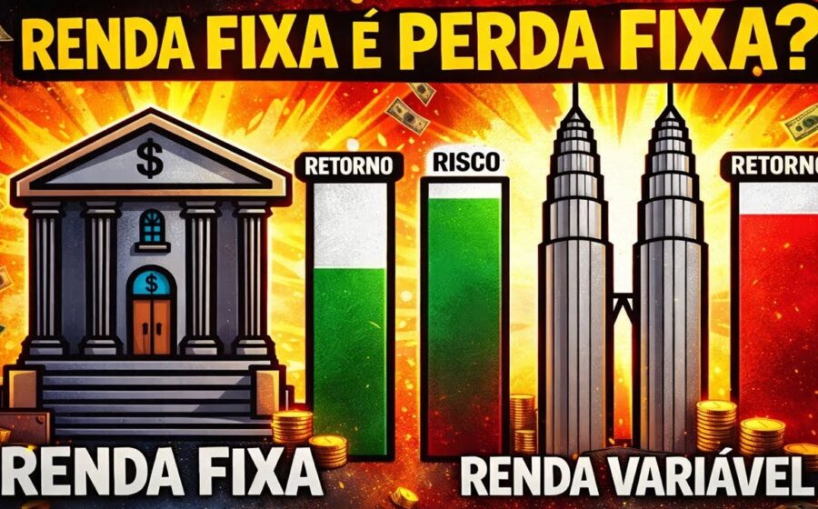 Gráfico comparativo: renda fixa IPCA+ 10,5x vs Ibovespa 5,3x em 20 anos