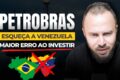 Sede da Petrobras com bandeira do Brasil e gráficos de bolsa simbolizando debate sobre privatização