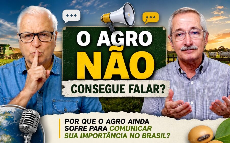 Plantação de soja no Brasil com caminhões e silos ao fundo, representando desafios logísticos do agronegócio