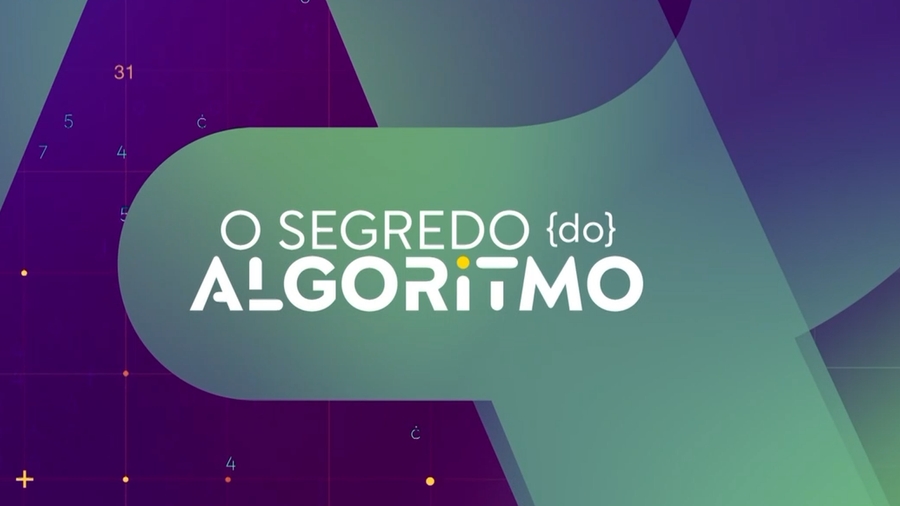Jovem triste olha smartphone com interface TikTok e gráficos de algoritmo ao fundo
