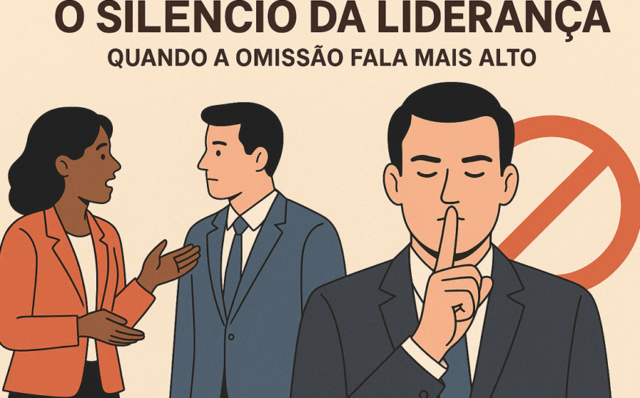 Profissional estressado com a mão na boca simbolizando silêncio forçado e supressão emocional no trabalho