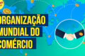 Sede da OMC em Genebra com gráfico de crescimento do comércio do Brasil sobreposto